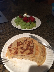 ugly pancakes and a ton of fruit (: